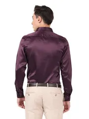 Alluring Purple Color Silk Plain Shirt For Men