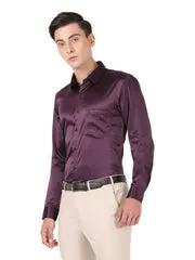 Alluring Purple Color Silk Plain Shirt For Men