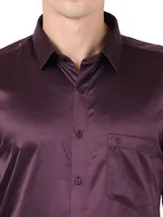 Alluring Purple Color Silk Plain Shirt For Men