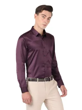 Alluring Purple Color Silk Plain Shirt For Men