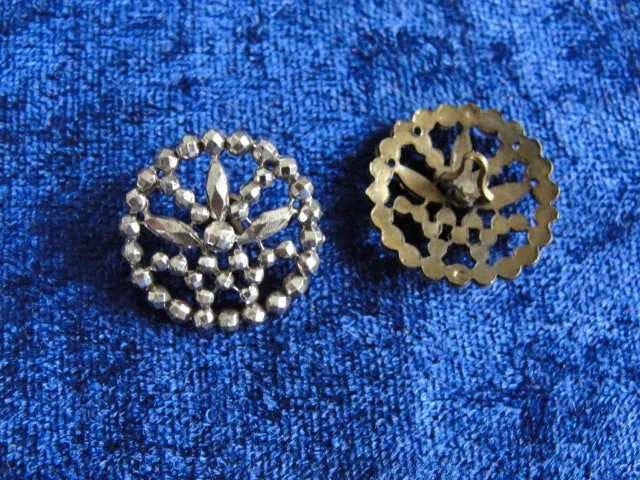 Antique French CUT STEEL Victorian Fancy Button Highly Detailed FILIGREE Design Button Perfect For Vintage Clothes Jewelry etc