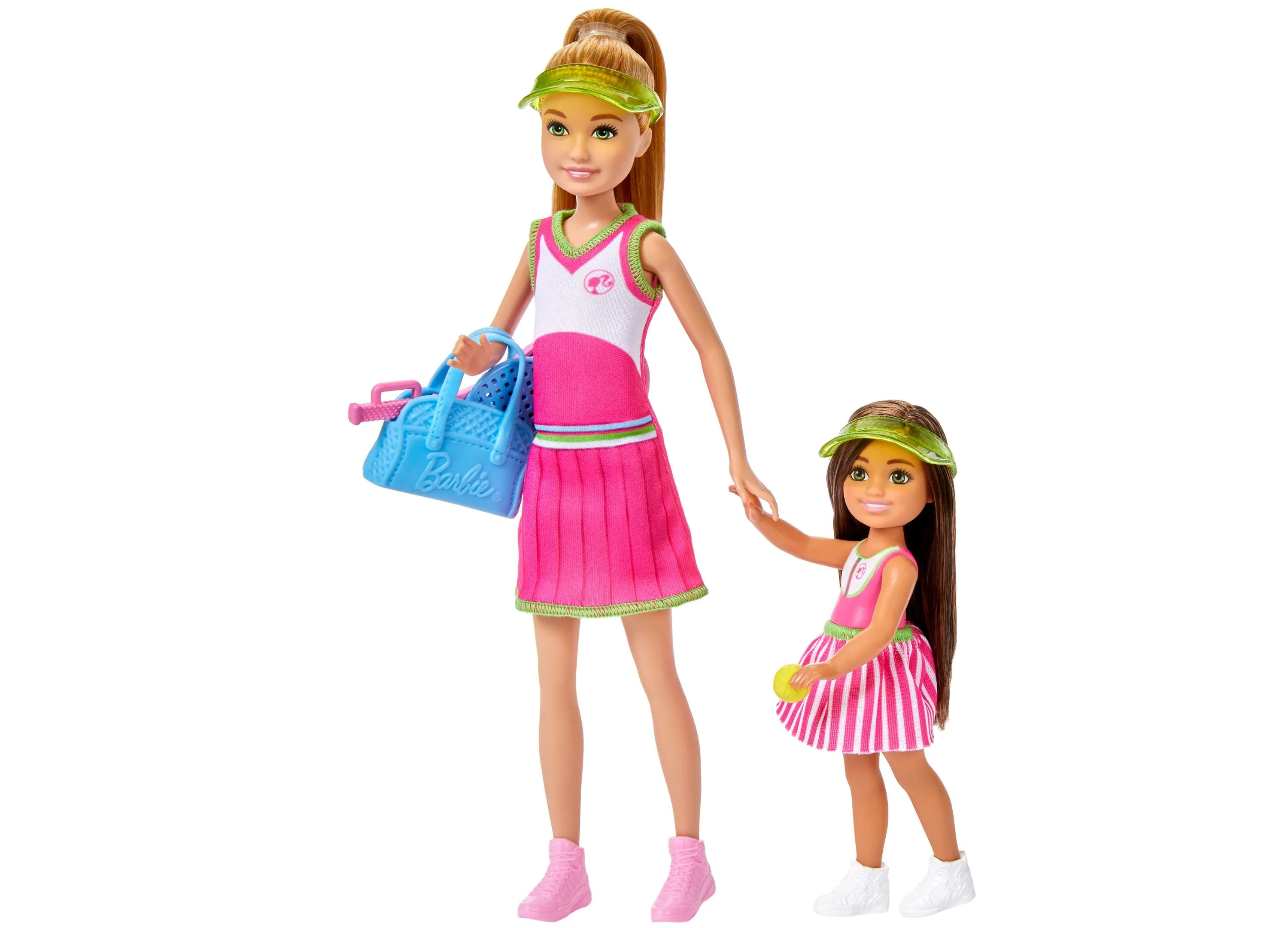 Barbie Stacie Chelsea Tennis Playset with 2 Dolls, Net 5  Accessories, Moving Ball Action