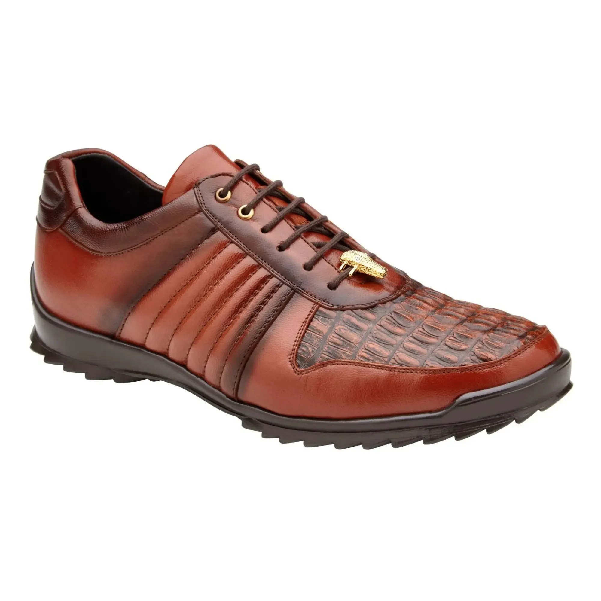 Belvedere Astor in Antique Sport Genuine Caiman Crocodile & Soft Calf Sneakers