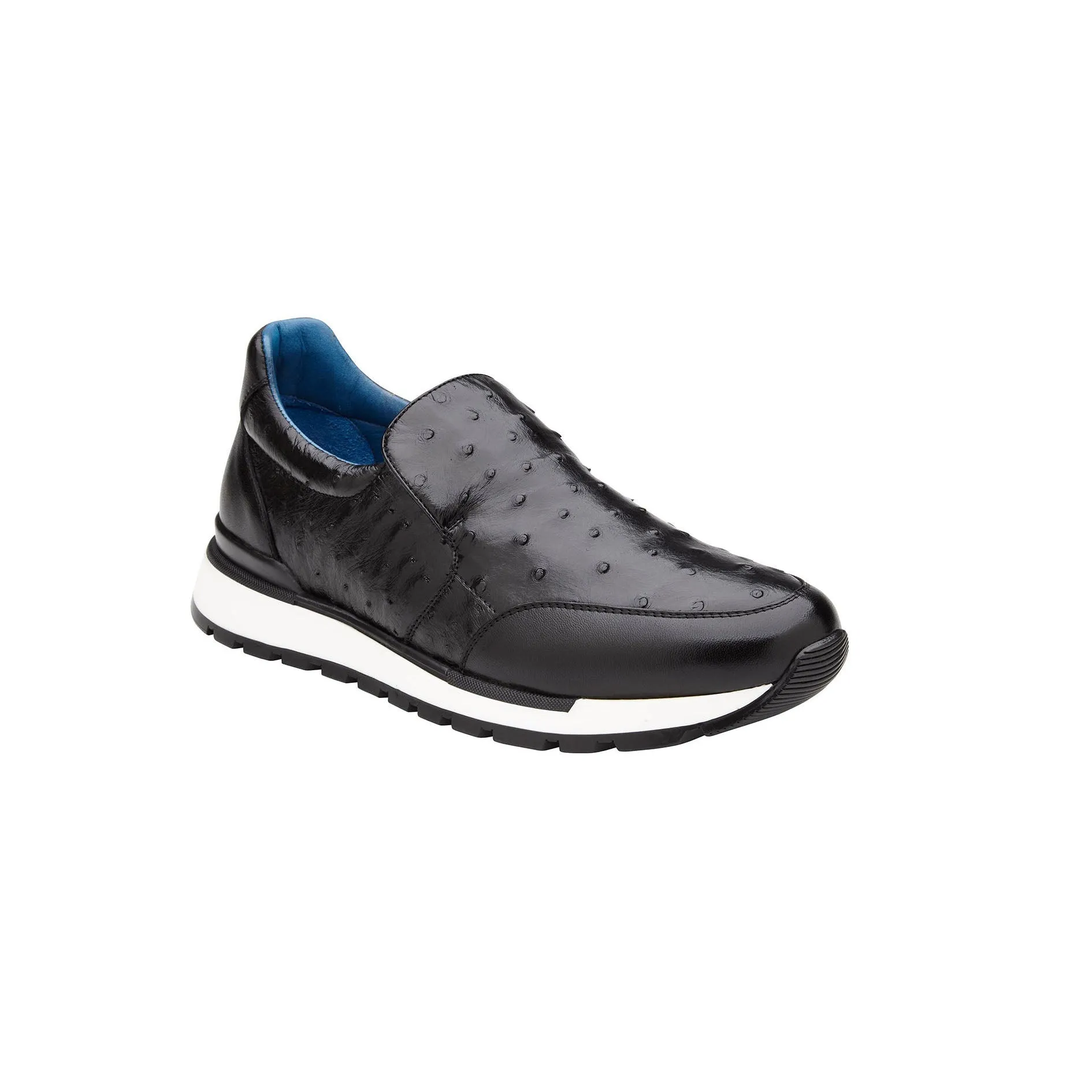 Belvedere Cramer in Back Ostrich & Leather Slip-on Sneakers