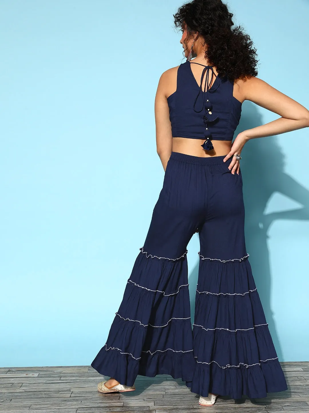 Blue Embroidered Co-Ord Set