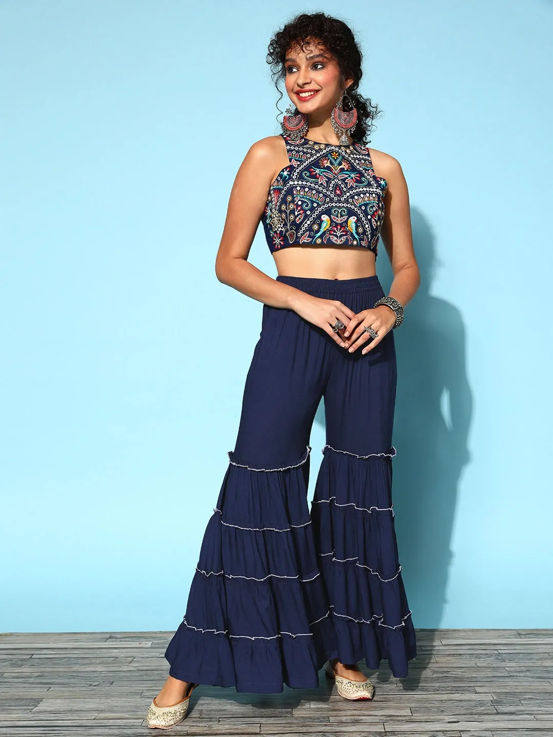 Blue Embroidered Co-Ord Set