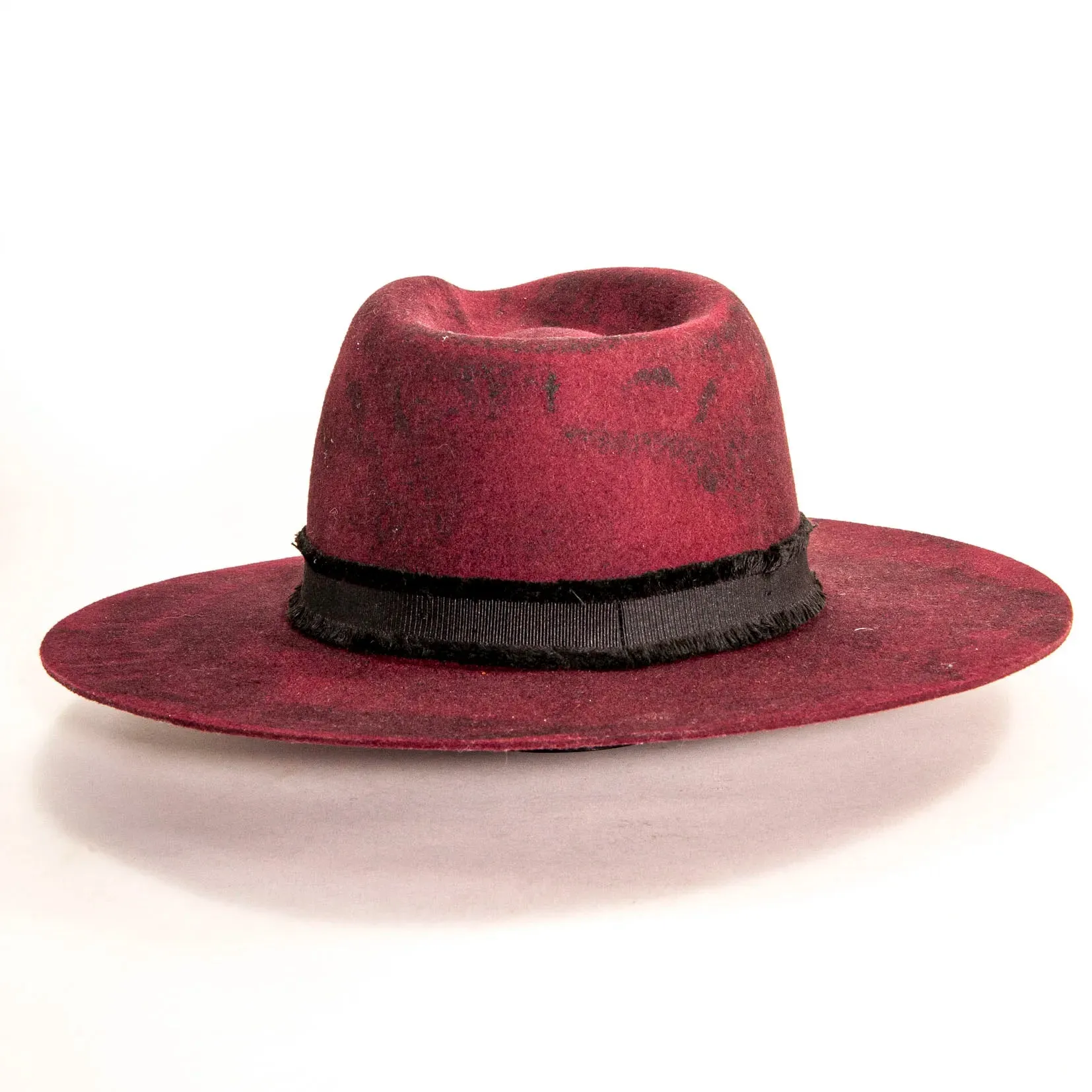 Bordeaux | Womens Wide Brim Felt Fedora Hat