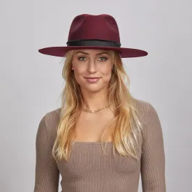 Bordeaux | Womens Wide Brim Felt Fedora Hat