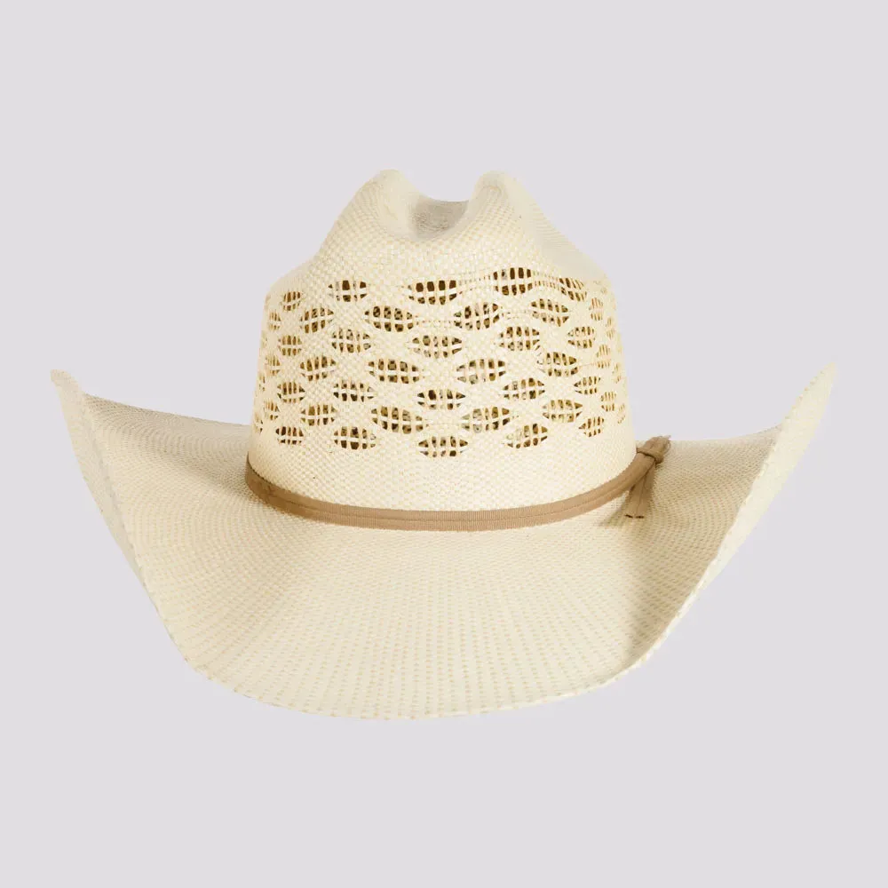 Cal | Mens Vented Crown Woven Bangora Straw Cowboy Hat