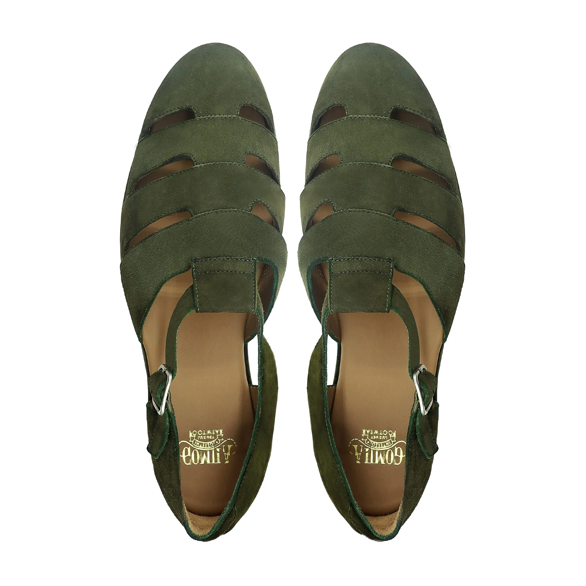 Candis - Men's Olive Green Kid Suede Sandal