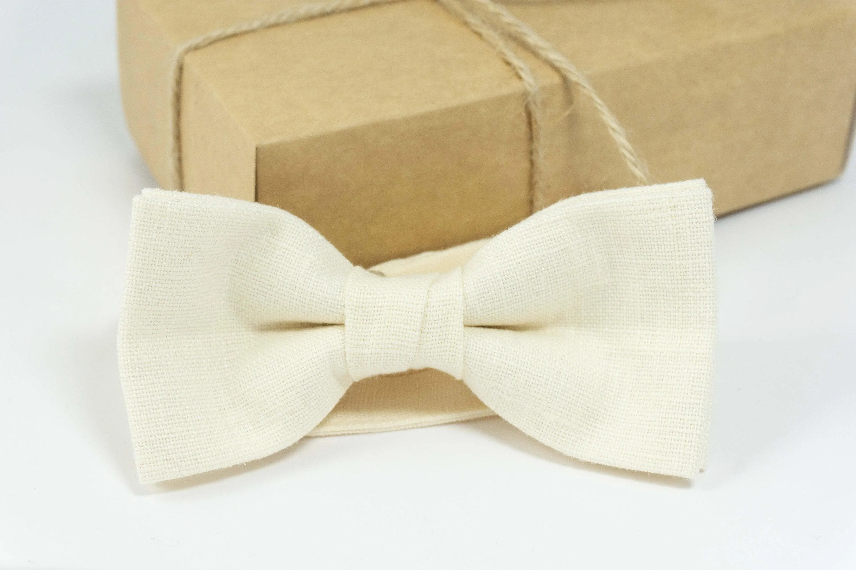 Champagne color linen bow tie | Champagne bow ties for men