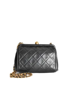 Chanel Vintage Black Quilted Crossbody Bag