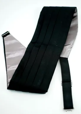 Copy of Vintage Black Rayon Cummerbund • Grey Lining