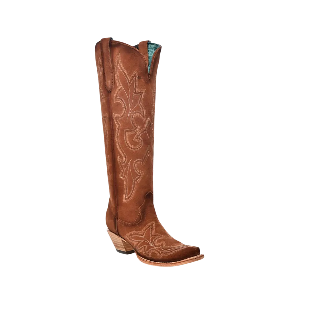 Corral Women's Tooled-Inlay Brown Suede Boots