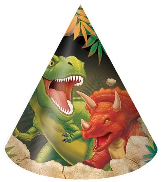 Dino Blast Party Hats 8 Ct