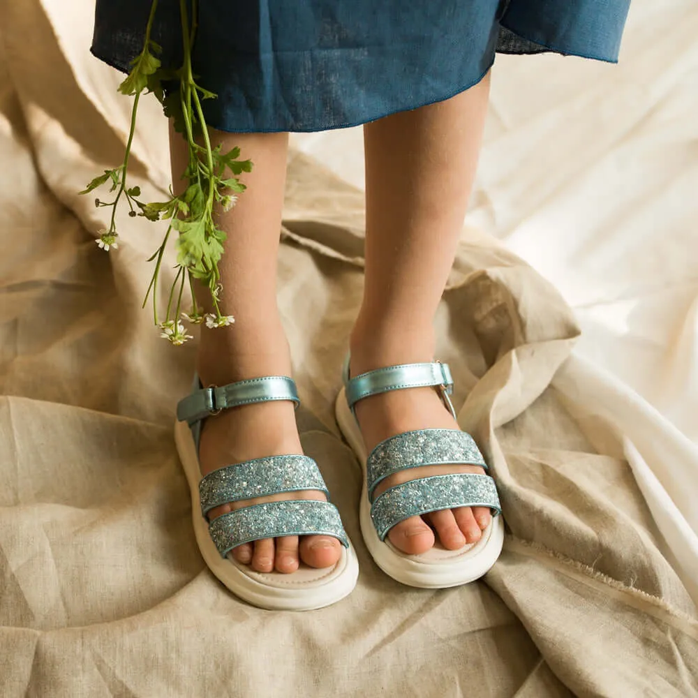 Frozen World Girl Metallic Blue Sandals