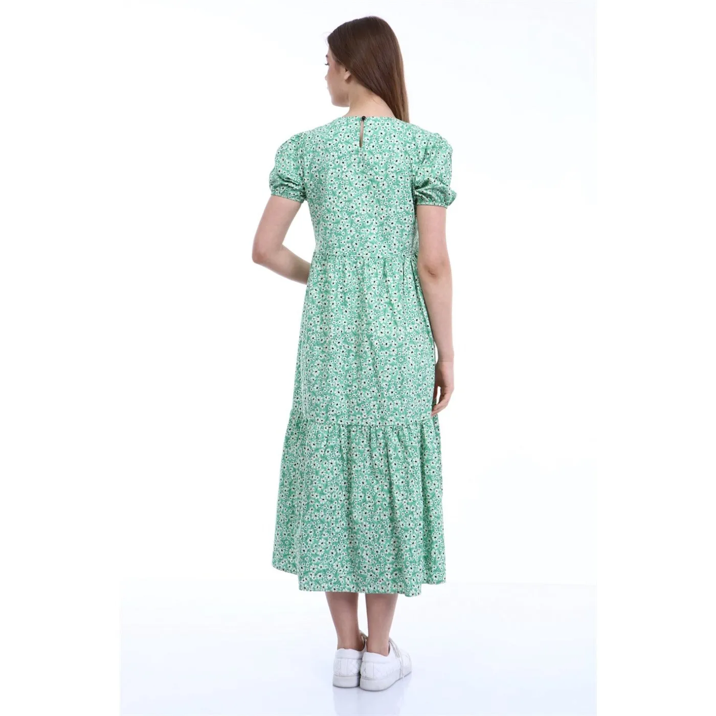 Green Floral Poplin Dress