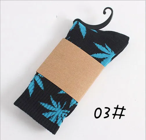 High Quality Harajuku Style Weed Socks For Women Men's Hip Hop Cotton Skateboard Sock Man WZ001