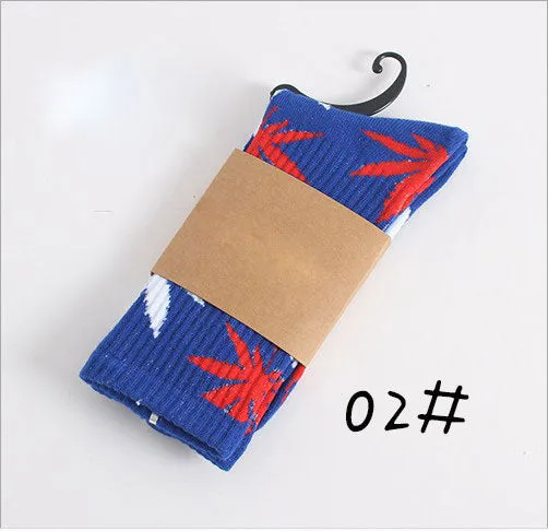 High Quality Harajuku Style Weed Socks For Women Men's Hip Hop Cotton Skateboard Sock Man WZ001