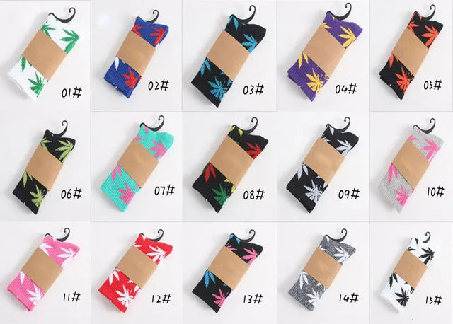 High Quality Harajuku Style Weed Socks For Women Men's Hip Hop Cotton Skateboard Sock Man WZ001