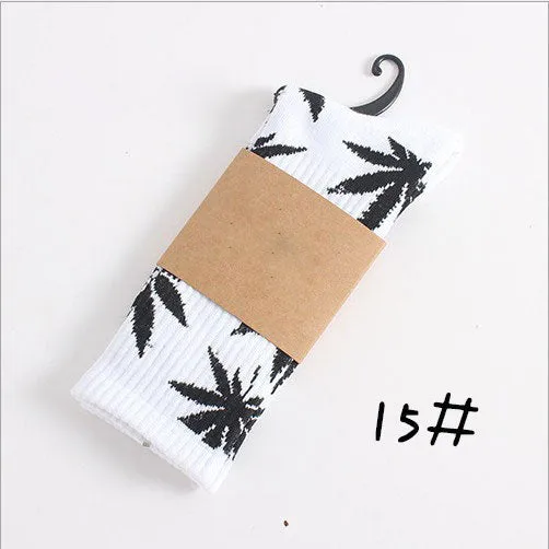 High Quality Harajuku Style Weed Socks For Women Men's Hip Hop Cotton Skateboard Sock Man WZ001