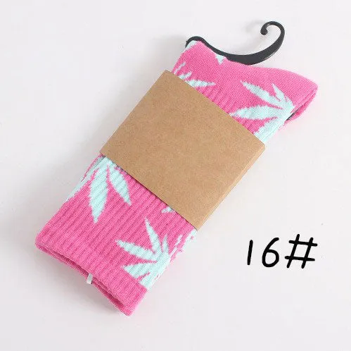 High Quality Harajuku Style Weed Socks For Women Men's Hip Hop Cotton Skateboard Sock Man WZ001