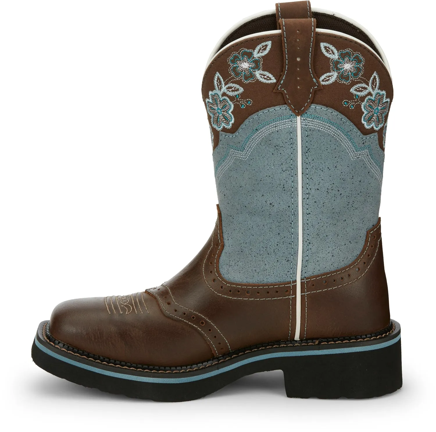 Justin 11in Gypsy Floral Womens Blue Starlina Leather Cowboy Boots