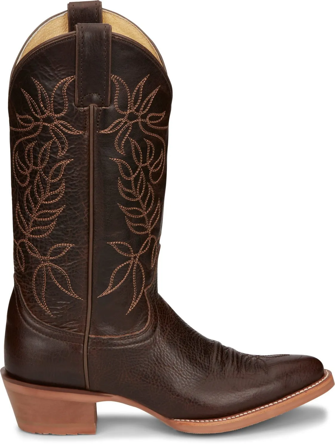 Justin 12in Womens Espresso Rosey Leather Cowboy Boots