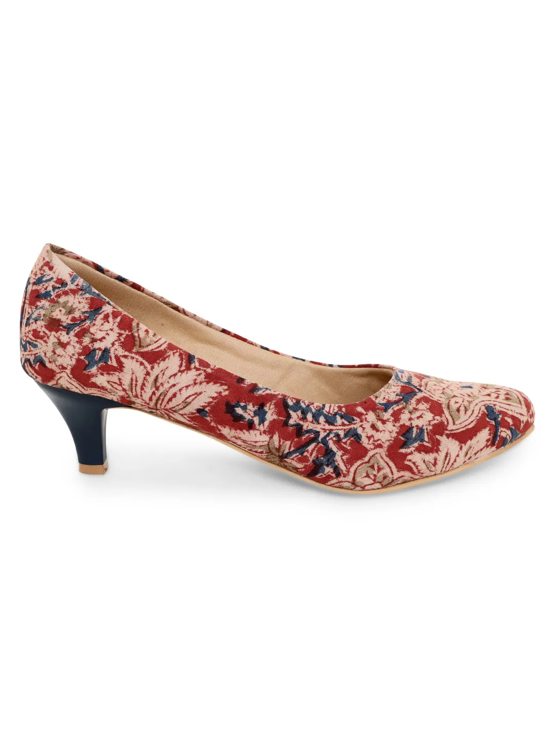 Kalamkari Block Print Kitten Heels