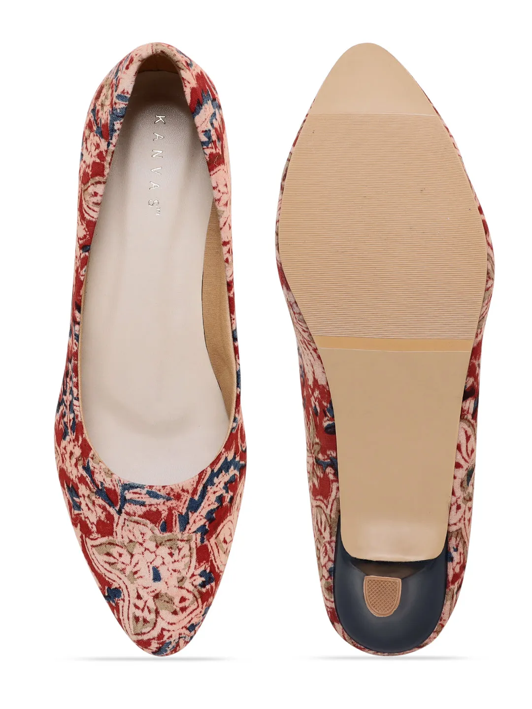 Kalamkari Block Print Kitten Heels