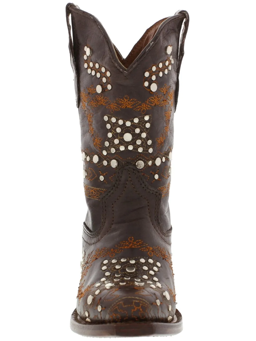 Kids Pescara Brown Western Cowboy Boots Leather - Snip Toe