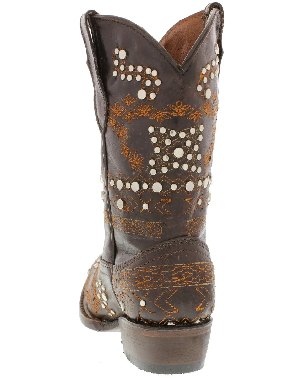 Kids Pescara Brown Western Cowboy Boots Leather - Snip Toe