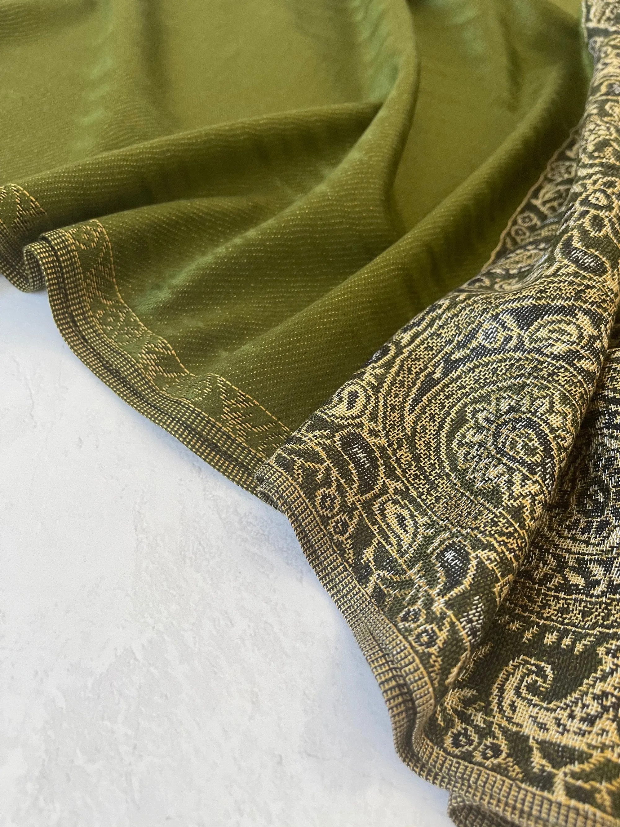 LARGE PLAIN GREEN REVERSIBLE MULTI COLOUR PAISLEY PRINT PASHMINA SHAWL SCARF WRAP