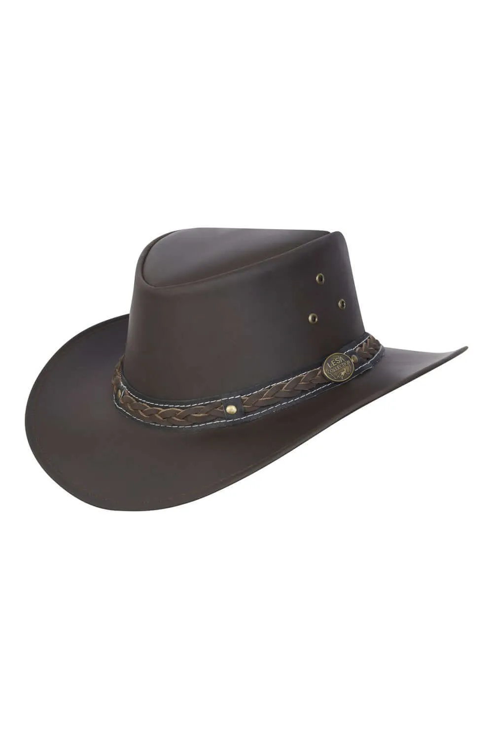 Leather Hat Aussie Bush Style Classic Western Outback Black/Brown