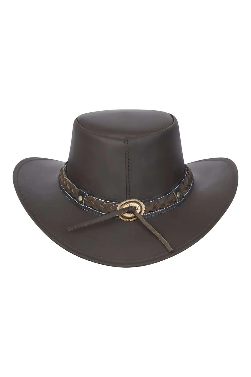 Leather Hat Aussie Bush Style Classic Western Outback Black/Brown