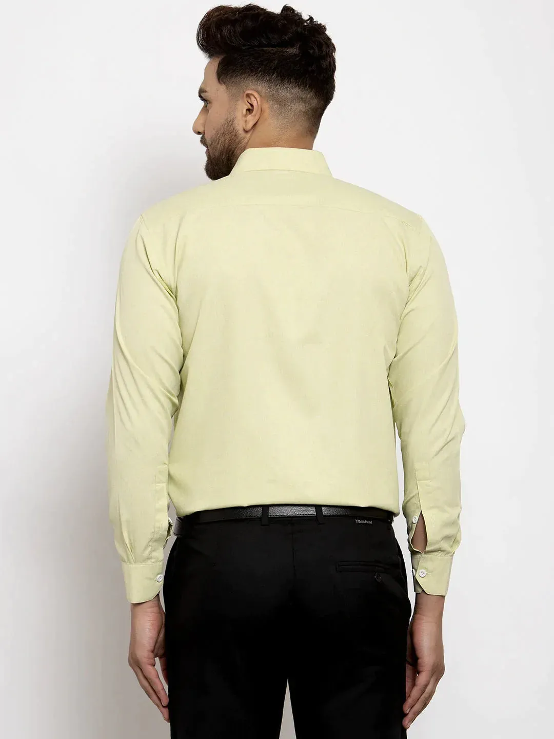 Lime Green Formal Shirt With White Detailing