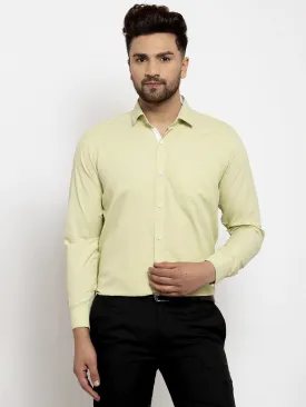 Lime Green Formal Shirt With White Detailing