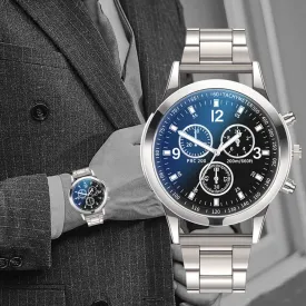 Luxury Fashion Men's Business Quartz Watches Stainless Steel Round Dial