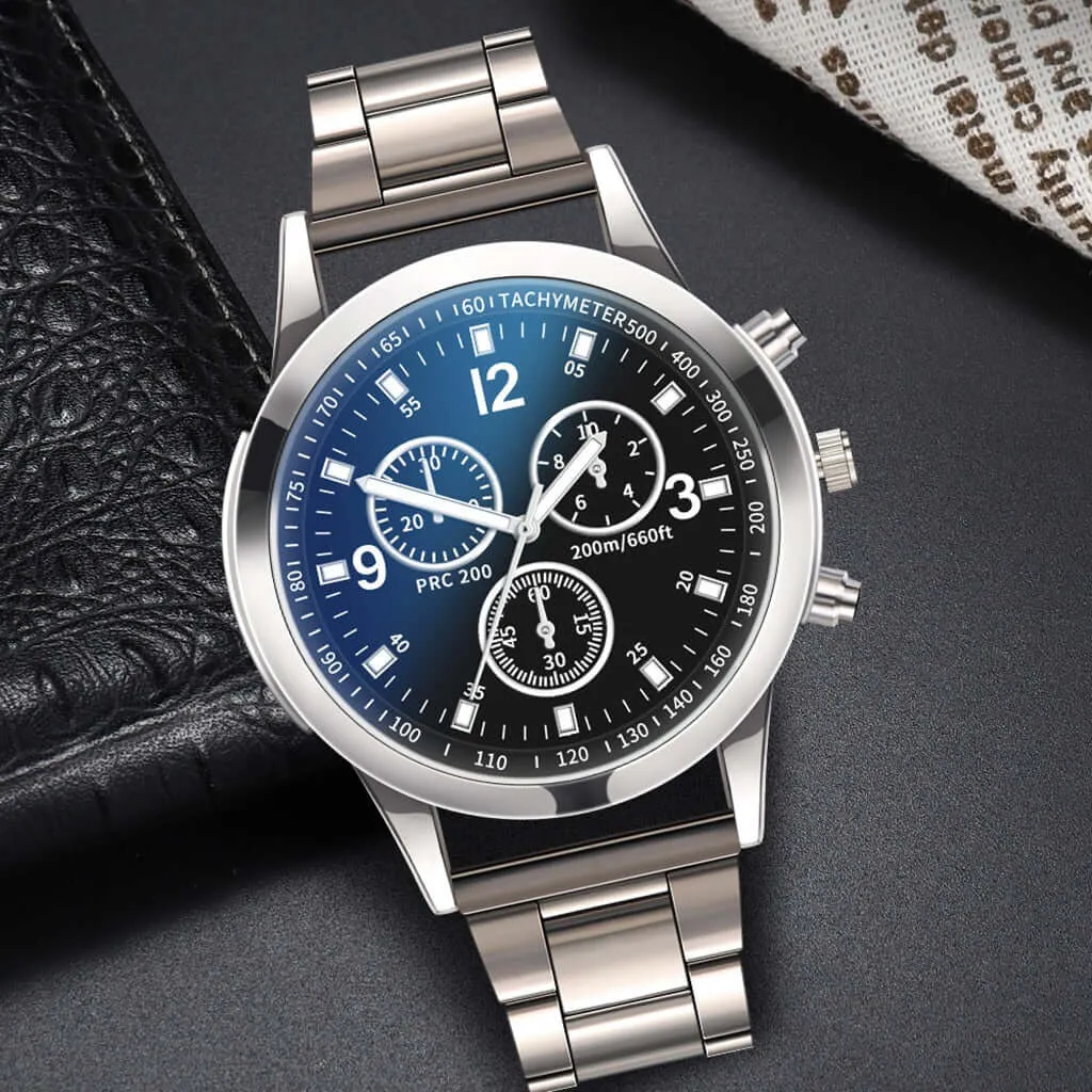 Luxury Fashion Men's Business Quartz Watches Stainless Steel Round Dial