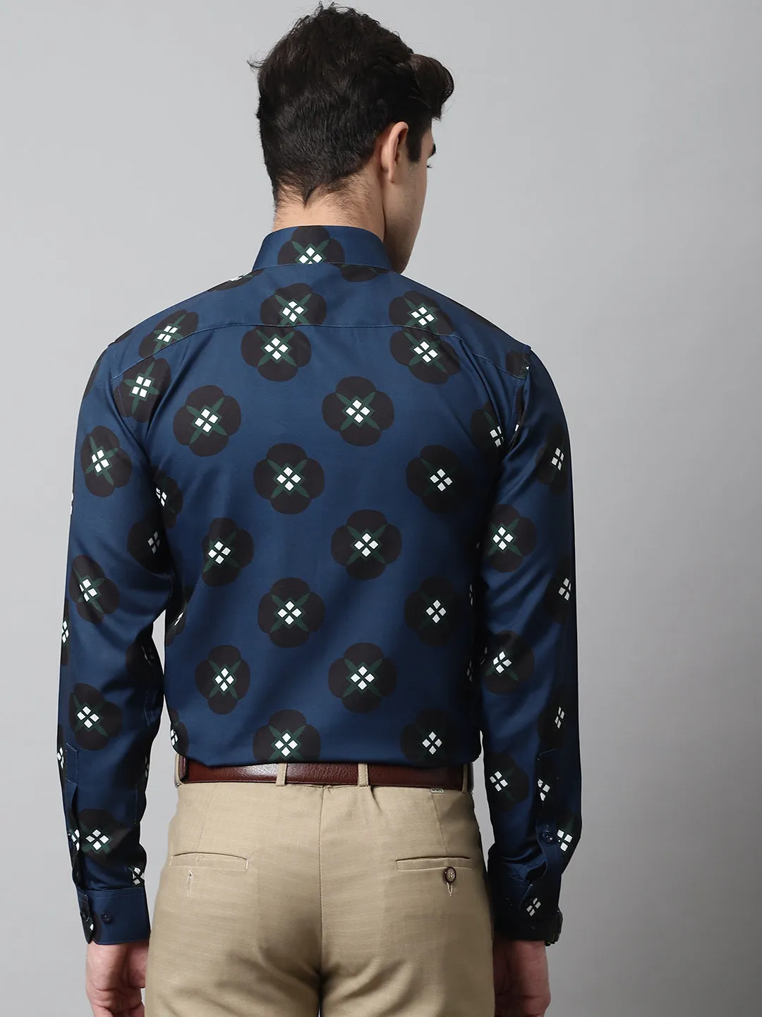 Men Blue Classic Printed Formal Shirt