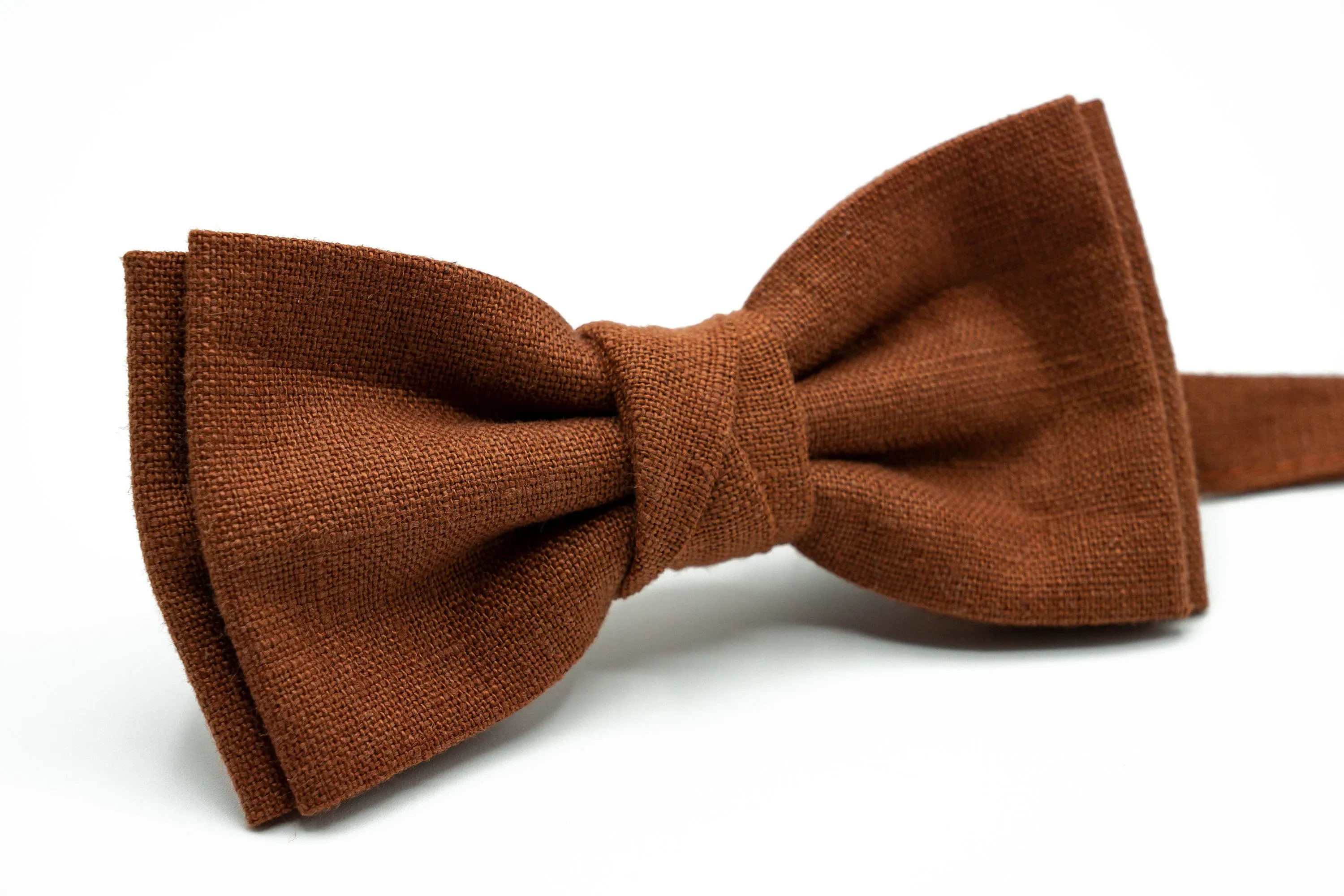 Men's & Boys' Terracotta Linen Bow Tie - Handcrafted Neckwear - Standout Accessory for Weddings and Formal Gatherings