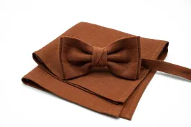 Men's & Boys' Terracotta Linen Bow Tie - Handcrafted Neckwear - Standout Accessory for Weddings and Formal Gatherings