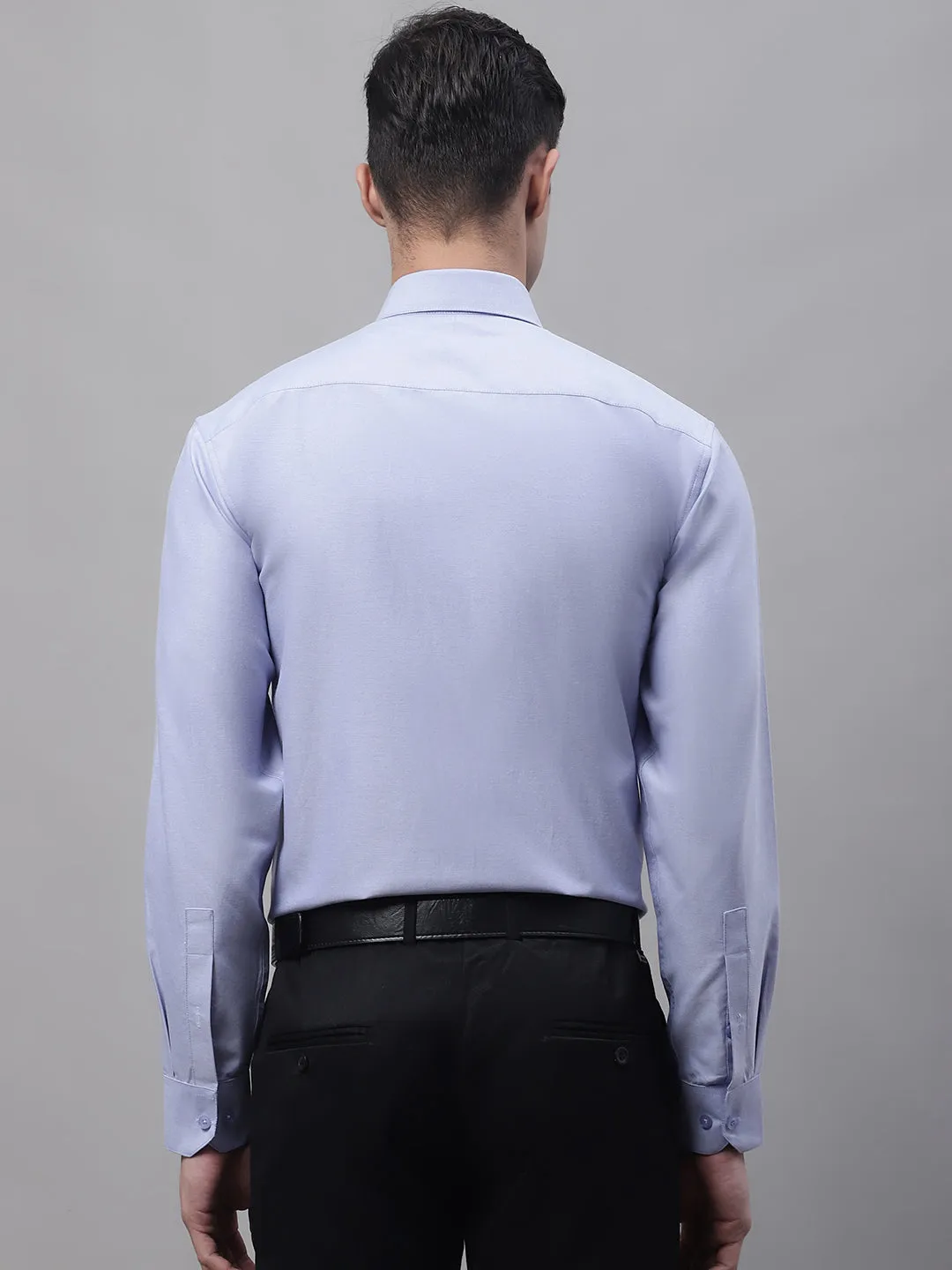 Men'S Blue Cotton Solid Formal Shirt