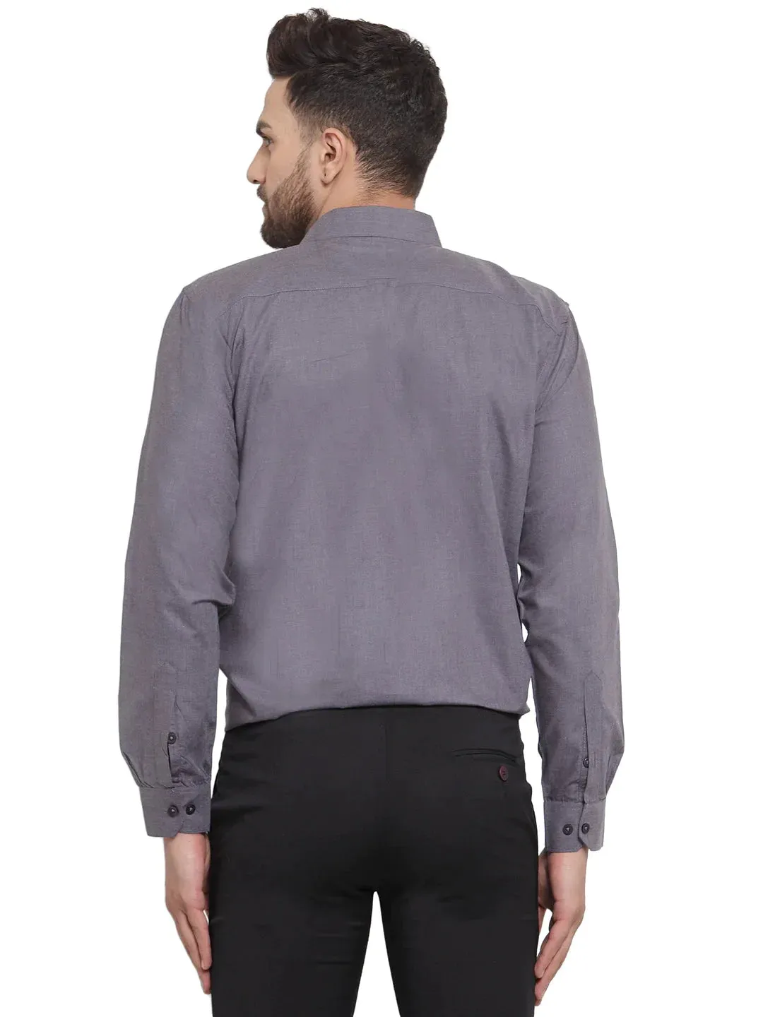 Men'S Cotton Solid Charcoal Grey Formal Shirt'S