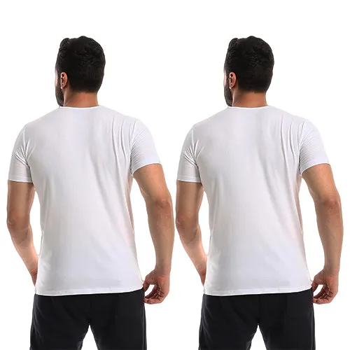 Men's Half Sleeve T-Shirt - 2 Pieces - White