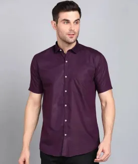 Mind Blowing Purple Color Half Sleeve Silk Men's Shirt