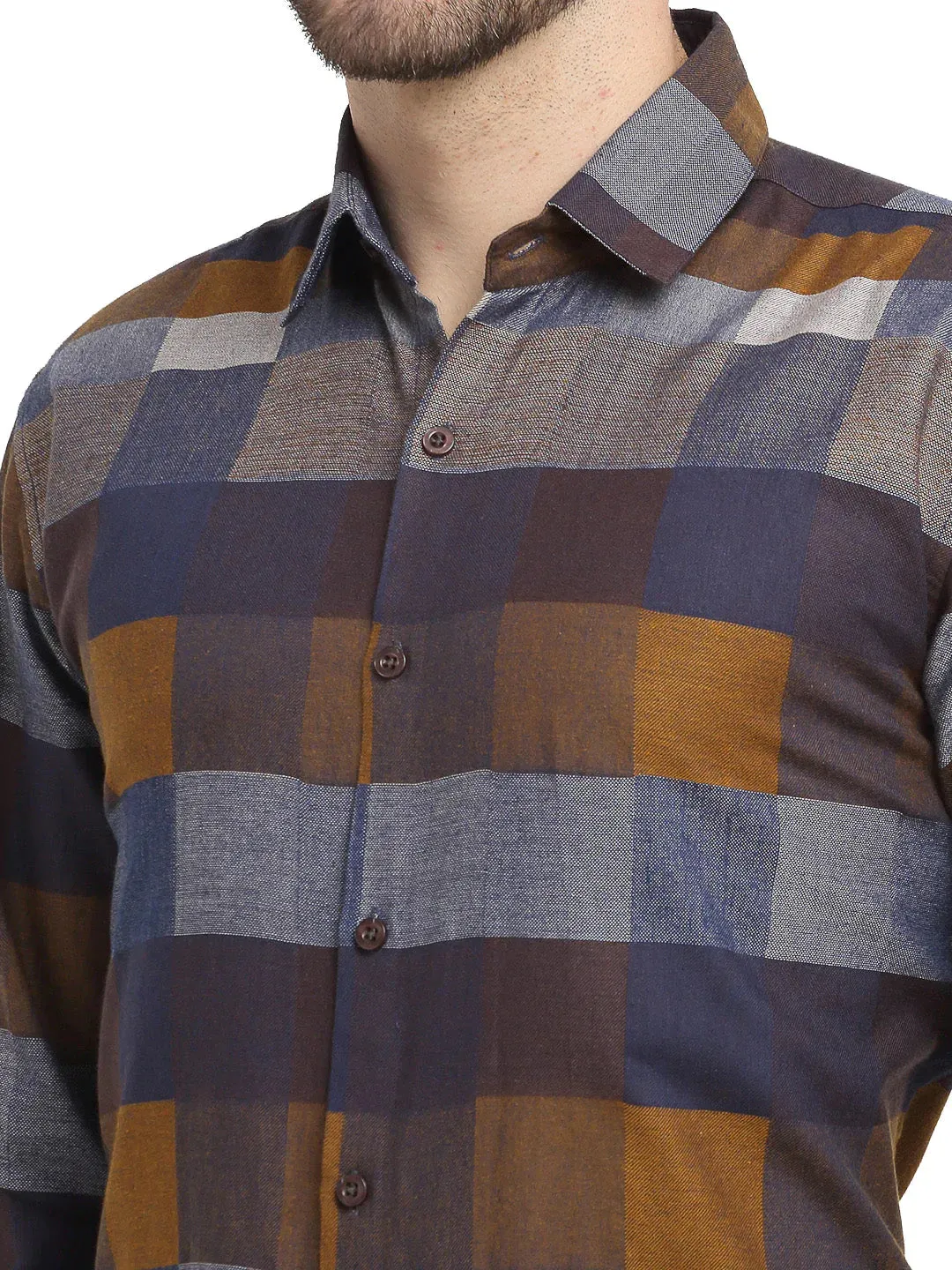 Multicolor Men'S Checked Cotton Formal Shirt