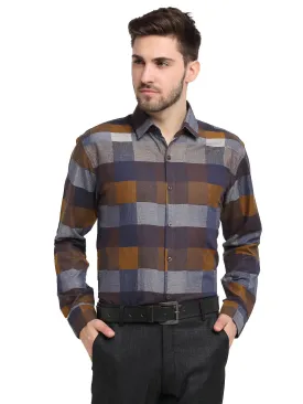 Multicolor Men'S Checked Cotton Formal Shirt