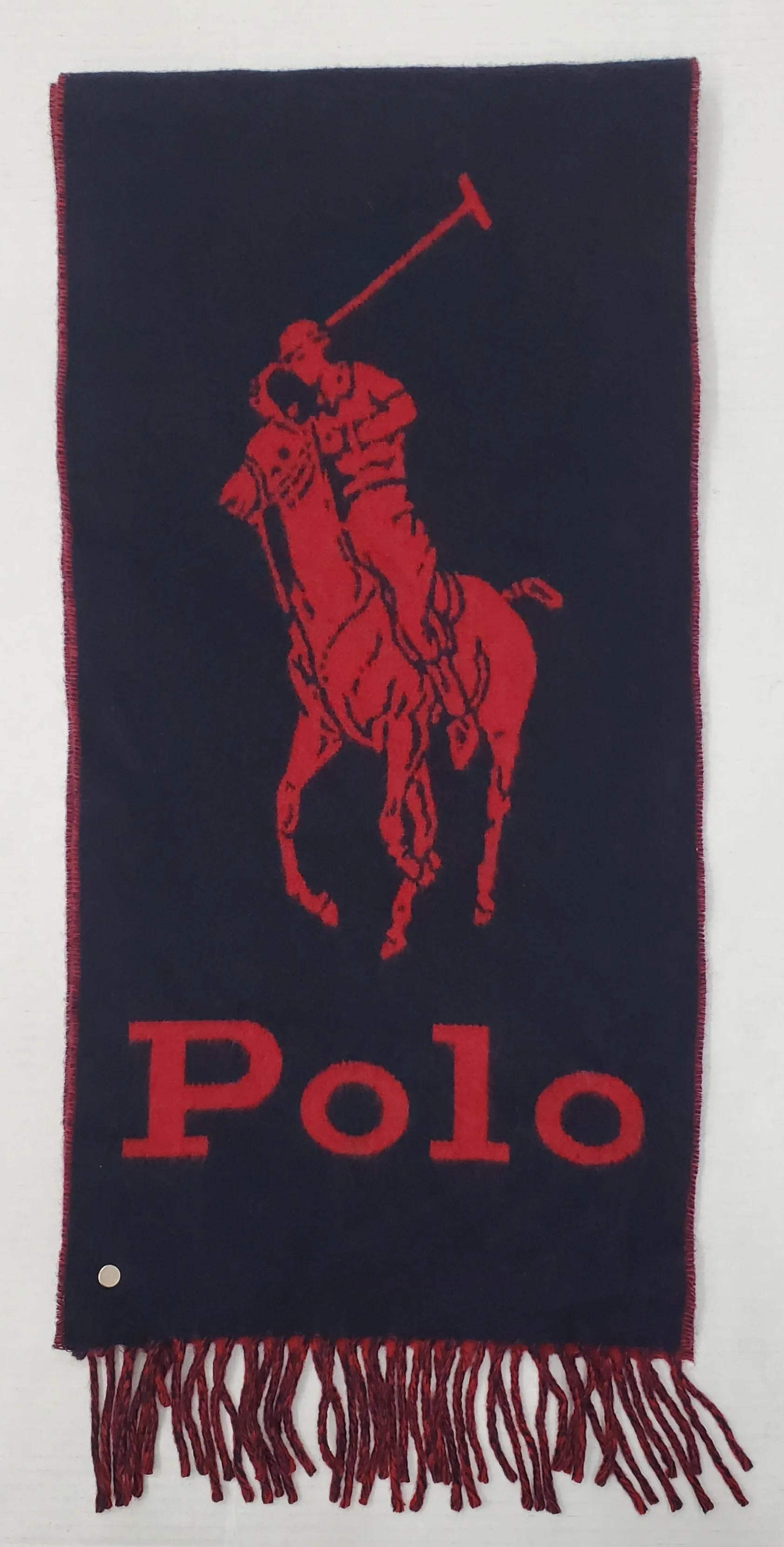 NWOT Polo Ralph Lauren Navy/Red Wool Blend Big Pony Scarf