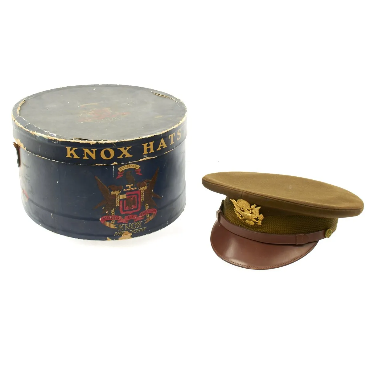 Original U.S. WWII Army Officer Knox Superfine Visor Cap with Box